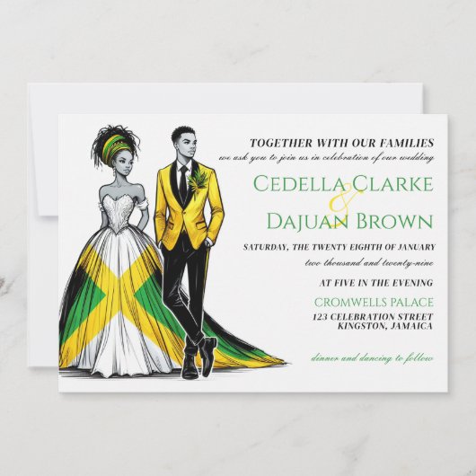 Jamaica paar bruiloft uitnodiging (Voorkant)
