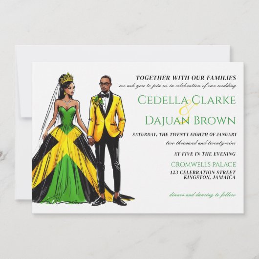 Jamaica paar bruiloft uitnodiging (Voorkant)