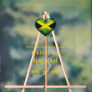 Jamaica Paar Hart Bruiloft Welkom Acryl Bord