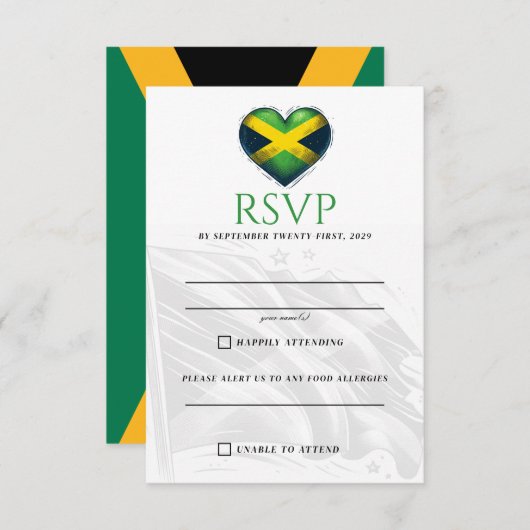 Jamaica Paar RSVP Kaartje (Voorkant / Achterkant)