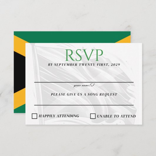 Jamaica Paar RSVP Kaartje (Voorkant / Achterkant)