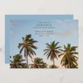 Jamaica Palm Tree Beach Save the Dates Aankondiging (Voorkant / Achterkant)