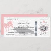 Jamaica Pink Grey Boarding Pass Wedding Kaart (Voorkant / Achterkant)