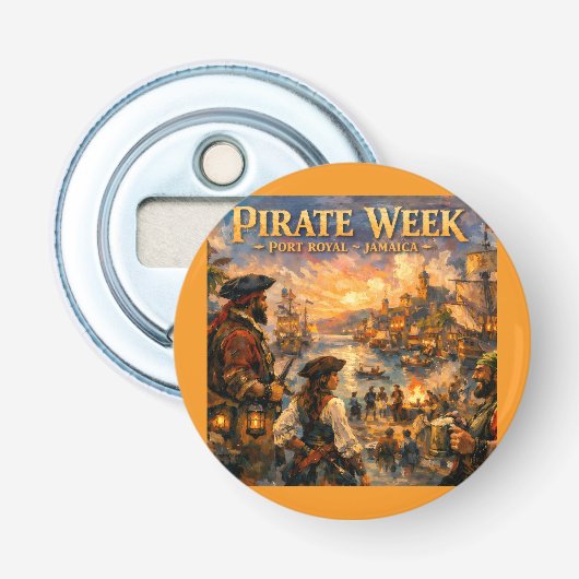 Jamaica Piraat week port royal Button Flesopener (Voorkant)
