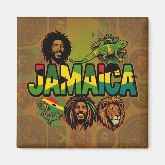 Jamaica proud magnet with jamaican colors (Voorkant)