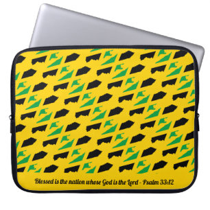 JAMAICA Psalm 33:12 Gele laptop zonder bakken Laptop Sleeve