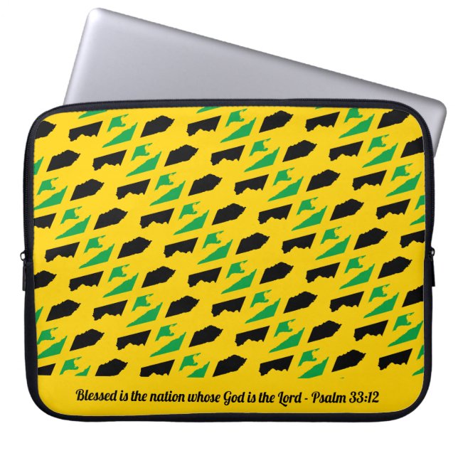 JAMAICA Psalm 33:12 Gele laptop zonder bakken Sleeve (Voorkant)