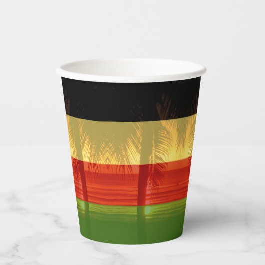 Jamaica Rasta Caribbean Beach Palm Tree Papieren Bekers (Voorkant)