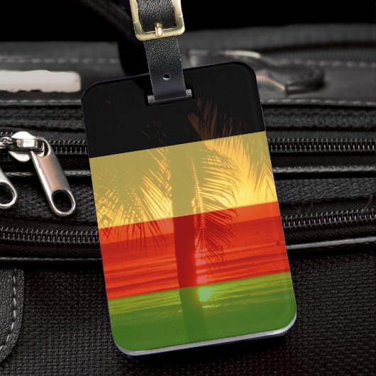 Jamaica Rasta Colors Caribbean Beach Bagagelabel