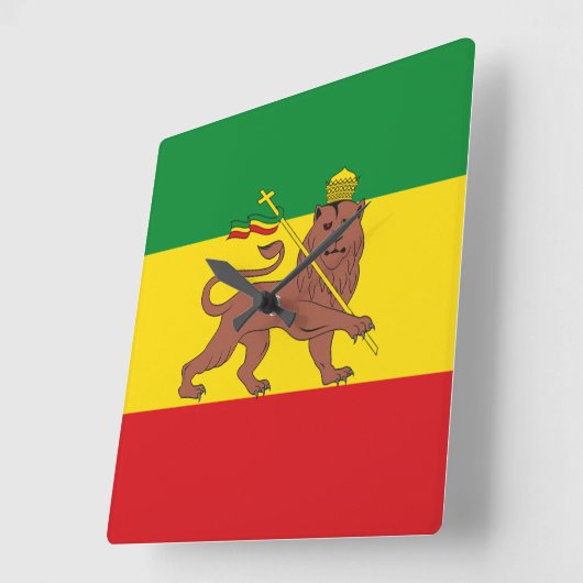 Jamaica Rasta Flag - hAILE sELASSIE I - Rasta Love Vierkante Klok (Hoek)