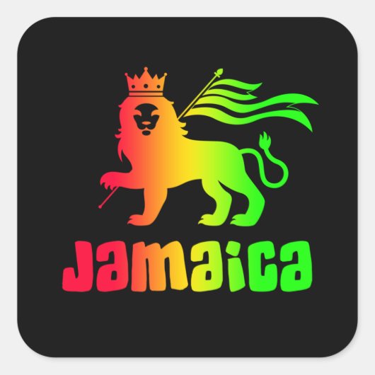 Jamaica Rasta Lion Vierkante Sticker (Voorkant)