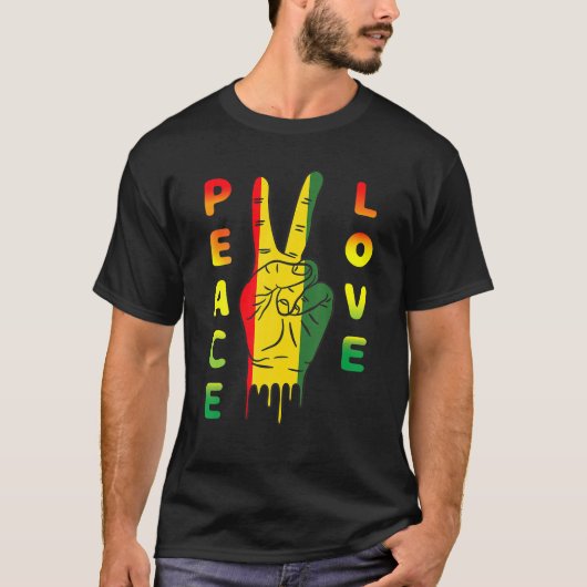 Jamaica Reggae Music Rasta Pride Peace Lov T-shirt (Voorkant)