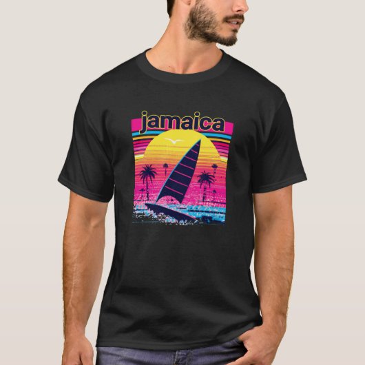 Jamaica Retro 80s Style Souvenir Beach T-shirt (Voorkant)