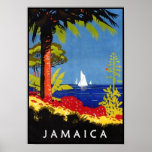 Jamaica  Retro Art Deco Travel Poster<br><div class="desc">Een hoogwaardige Kunst Deco-reproductiedruk is voorzien van het prachtige tropische seizoenskapselgebied Jamaica. Digitaal gerenoveerd om de originele kleuren uit te brengen, zelfs beter en zo vele onvolkomenheden te bevestigen mogelijk. Pas de grootte van het poster, de textuur, de rand en/of het lijst aan zodat deze aan uw smaak zijn aangepast....</div>