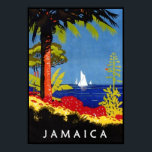 Jamaica  Retro Art Deco Travel Poster<br><div class="desc">Een hoogwaardige Kunst Deco-reproductiedruk is voorzien van het prachtige tropische seizoenskapselgebied Jamaica. Digitaal gerenoveerd om de originele kleuren uit te brengen, zelfs beter en zo vele onvolkomenheden te bevestigen mogelijk. Pas de grootte van het poster, de textuur, de rand en/of het lijst aan zodat deze aan uw smaak zijn aangepast....</div>