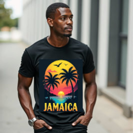 Jamaica Retro Sunset -  tropische palmboom T-shirt