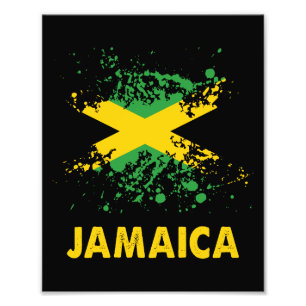 Jamaica Retro Waterverven Jamaicaanse vlag Foto Afdruk