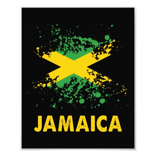 Jamaica Retro Waterverven Jamaicaanse vlag Foto Afdruk (Voorkant)