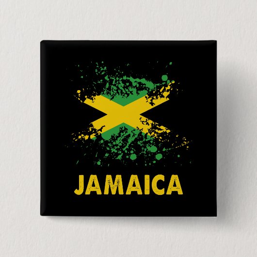 Jamaica Retro Waterverven Jamaicaanse vlag Vierkante Button 5,1 Cm (Voorkant)