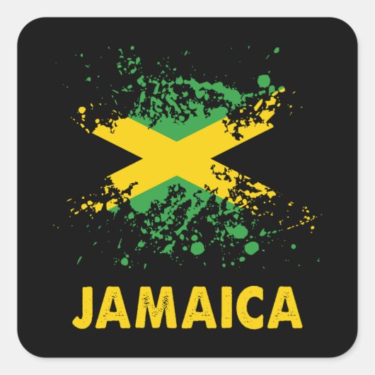Jamaica Retro Waterverven Jamaicaanse vlag Vierkante Sticker (Voorkant)