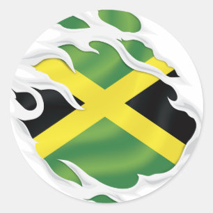 Jamaica Ripped Flag Ronde Sticker