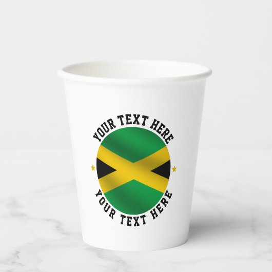 Jamaica Ronde Tekst Jamaicaanse vlag Papieren Bekers (Voorkant)
