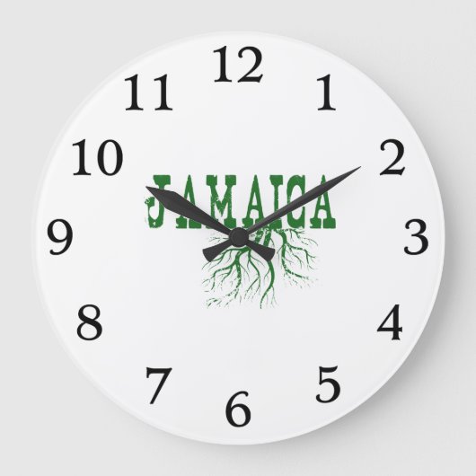 Jamaica Roots Green Tree Roots Jamaican Word Art Grote Klok (Voorkant)