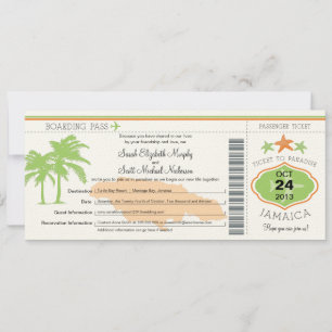 Jamaica Save the Date Boarding Pass