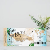 Jamaica Save the Date Boarding Pass Strand Tropisc Kaart (Staand voorkant)