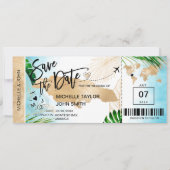 Jamaica Save the Date Boarding Pass Strand Tropisc Kaart (Voorkant)