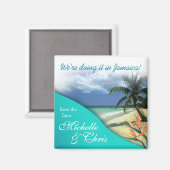 Jamaica Save the Date Emerald Waters Magnet Favor (Voorkant / Achterkant)