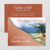 Jamaica Save The Date (koraalzand) Aankondigingskaart (Voorkant / Achterkant)