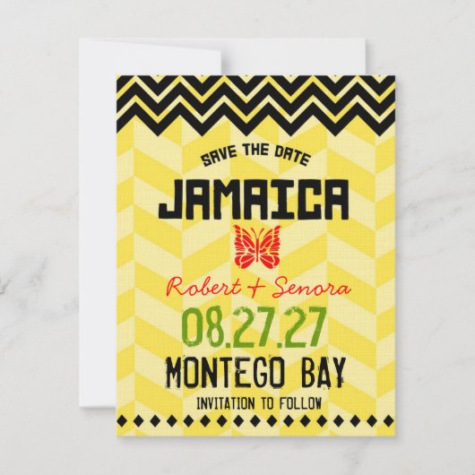 JAMAICA Save the Date Linen Paper (Voorkant)