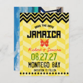 JAMAICA Save the Date Linen Paper (Voorkant / Achterkant)