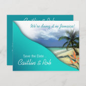 Jamaica Save The Date (smaragdgroene wateren) Aankondigingskaart (Voorkant / Achterkant)