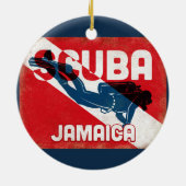 Jamaica Scuba Diver - Blue Retro Keramisch Ornament (Achterkant)
