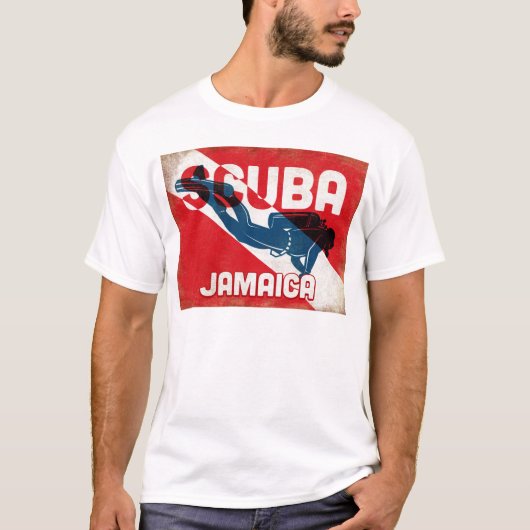 Jamaica Scuba Diver - Blue Retro T-shirt (Voorkant)