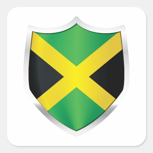 Jamaica Silver Shield Flag Vierkante Sticker (Voorkant)