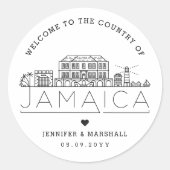 Jamaica Skyline | Welkomstbericht voor bruiloft Ronde Sticker (Voorkant)