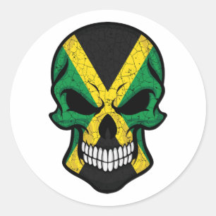 Jamaica Smiling Skull Flag Ronde Sticker