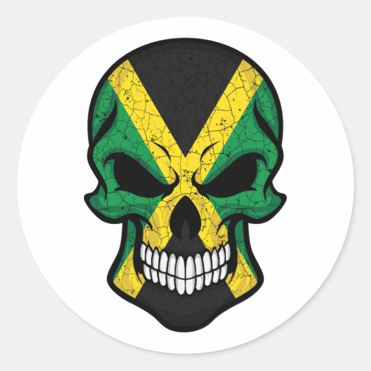Jamaica Smiling Skull Flag Ronde Sticker (Voorkant)