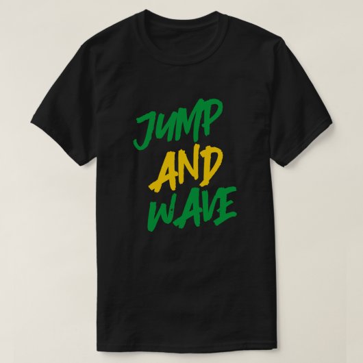 Jamaica Soca Jump en Wave Jamaican-vlagkleuren T-shirt (Design voorkant)