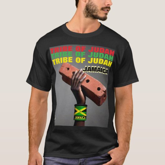 JAMAICA STAM van JUDAH Basic Donkere T-Shirt (Voorkant)