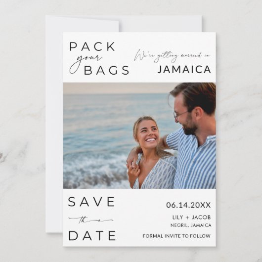 Jamaica Strand Bestemming Foto Bruiloft Save The Date (Voorkant)