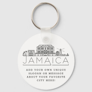 Jamaica Stylized Skyline  Aangepaste slogan Sleutelhanger
