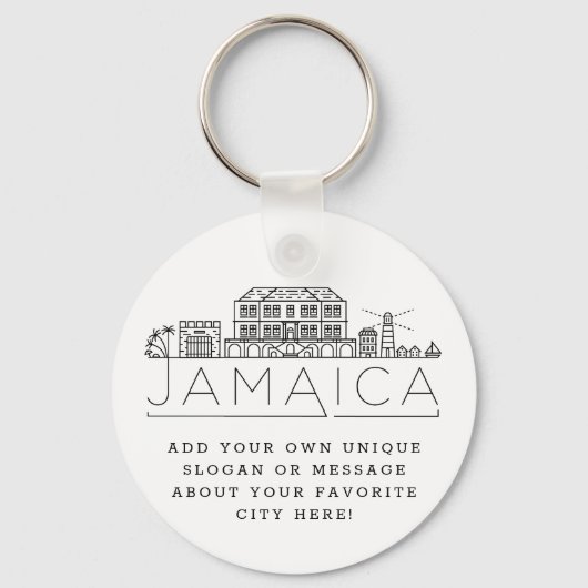 Jamaica Stylized Skyline| Aangepaste slogan Sleutelhanger (Voorkant)
