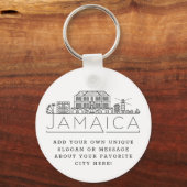 Jamaica Stylized Skyline| Aangepaste slogan Sleutelhanger (Voorkant)