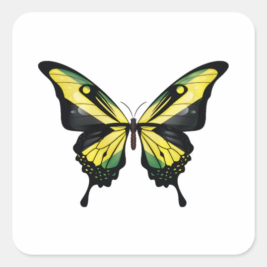 Jamaica Swallowtail Vlinder Vlag Vierkante Sticker (Voorkant)