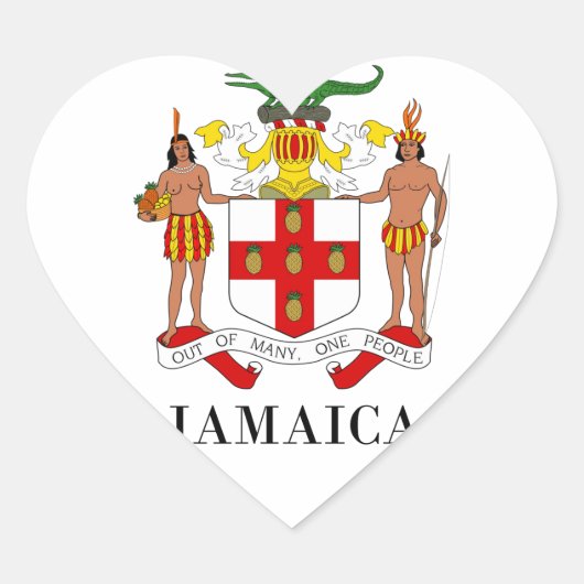 JAMAICA - symbool/wapen/vlag/kleuren/embleem Hart Sticker (Voorkant)