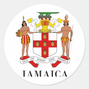 JAMAICA - symbool/wapen/vlag/kleuren/embleem Ronde Sticker